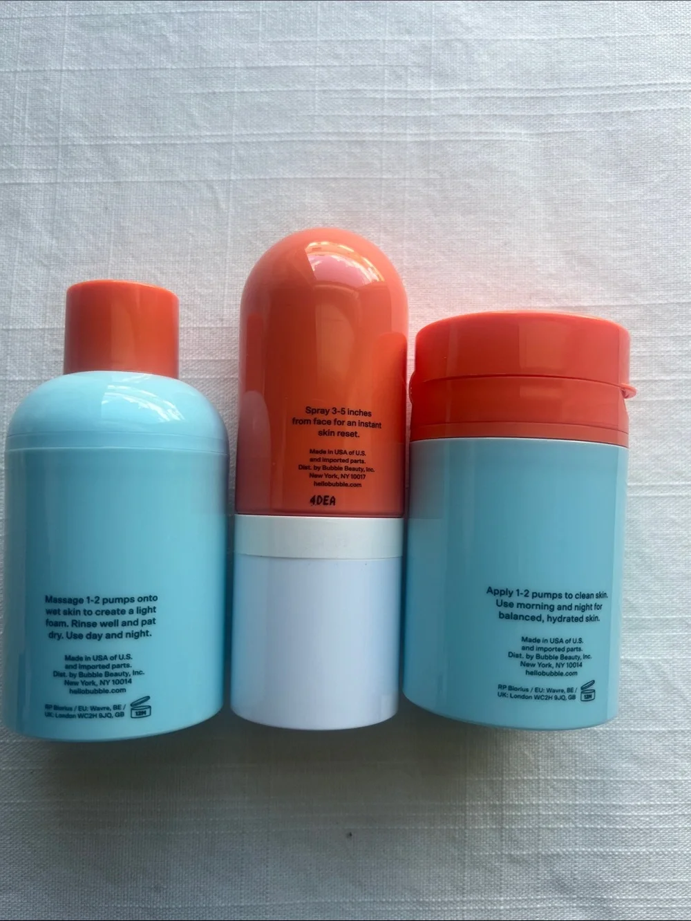 Bubble Skincare 3-Step Routine Set Cleanser Mist & Level Up Gel Moisturizer New